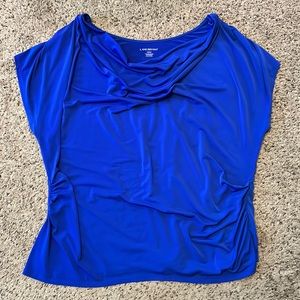 Lane Bryant blue scoop neck blouse with cap sleeves